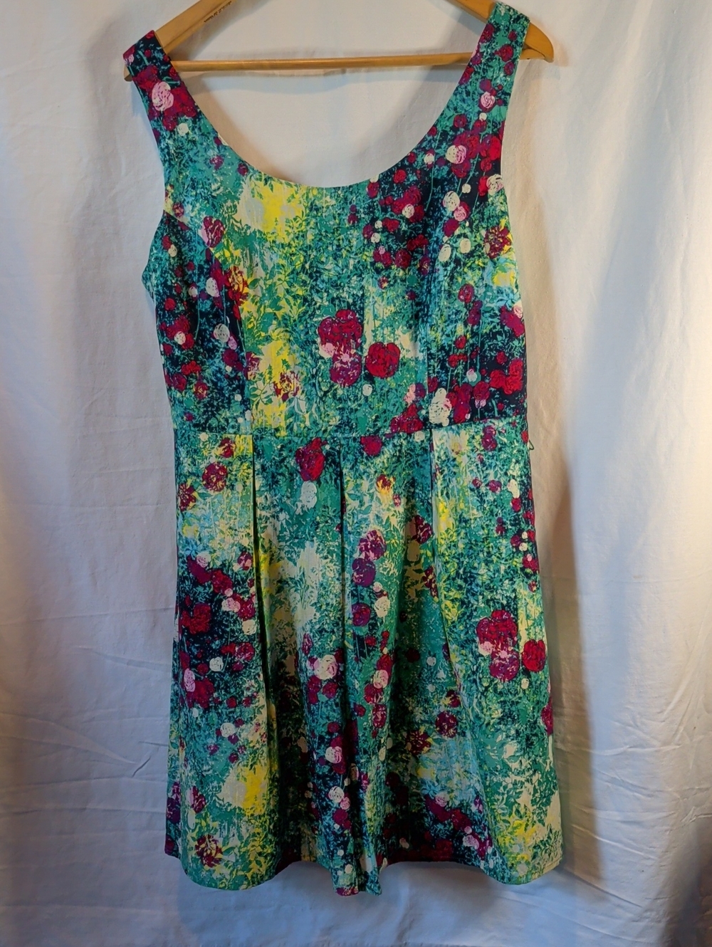 Tiana B. Floral Fit-and-Flare Dress in Teal & Fuchsia